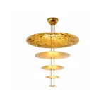 Modern Gold LED Pendant Light | Layered Disc Chandelier
