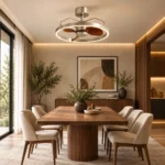 50cm Ring LED Ceiling Fan Light | Walnut Blade Modern Design - Image 5