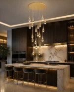 Luxury LED Crystal Pendant Light | Gold Waterfall Chandelier - Image 4