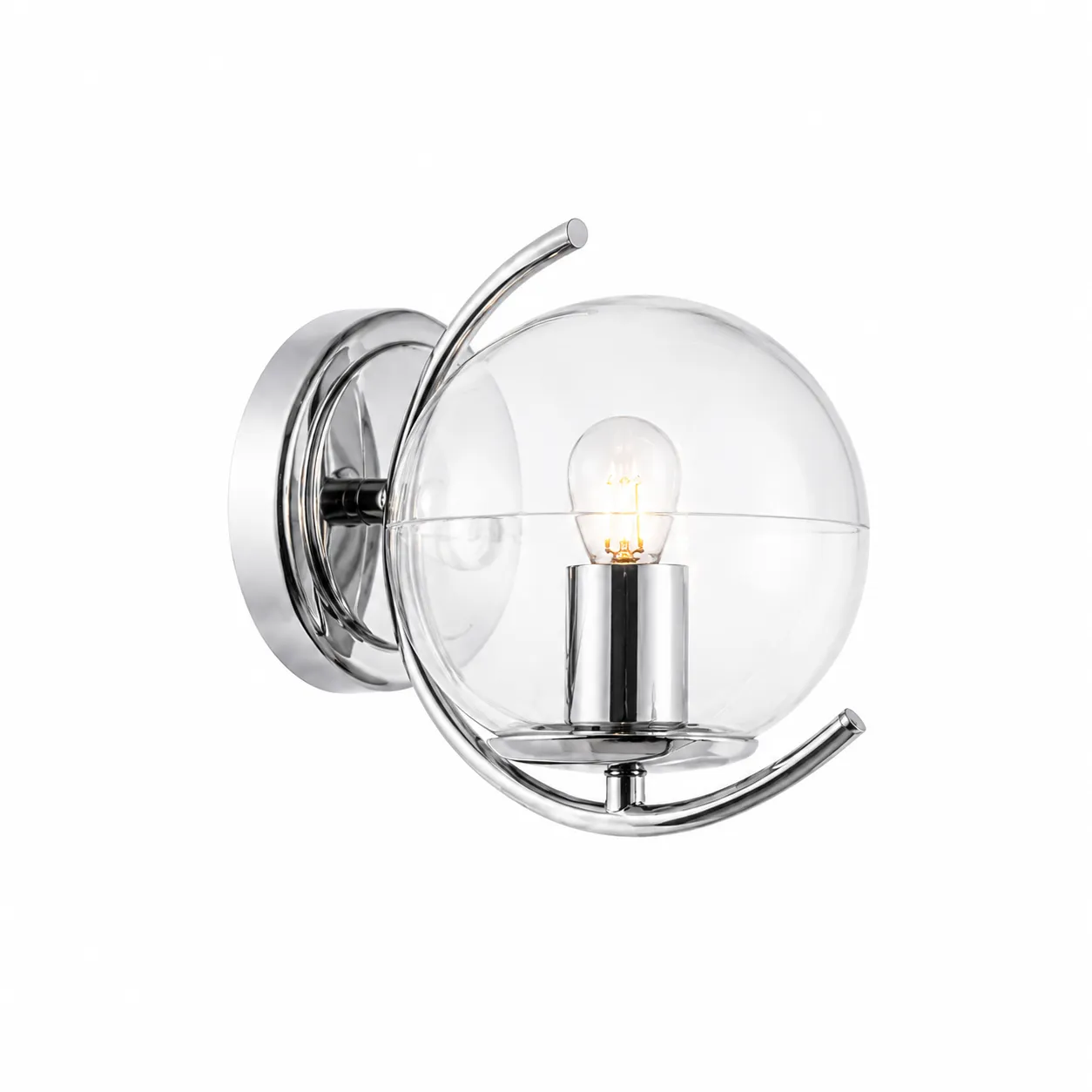 45bbcb3a22ca6363695e7c04f5530f41_11zon Modern Glass Globe Wall Light | Chrome Wall Sconce - Image 1