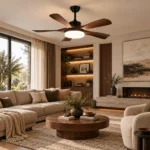 Walnut Blade LED Ceiling Fan Light | Modern Dimmable Design - Image 2