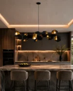 Black Gold Geometric Pendant Light | Polygon Chandelier - Image 4