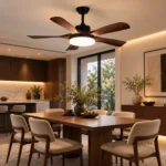 Walnut Blade LED Ceiling Fan Light | Modern Dimmable Design - Image 3