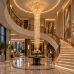 Luxury Brass Crystal Staircase Chandelier | Cascade Light - Image 4