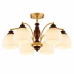 Classic Brass Ceiling Light | Ribbed Glass Chandelier