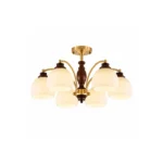 Classic Brass Ceiling Light | Ribbed Glass Chandelier
