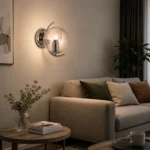 Modern Glass Globe Wall Light | Chrome Wall Sconce - Image 6