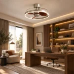 50cm Ring LED Ceiling Fan Light | Walnut Blade Modern Design - Image 3