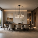 Modern U Shape LED Pendant Light | Black Linear Chandelier - Image 2