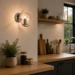 Modern Glass Globe Wall Light | Chrome Wall Sconce - Image 5