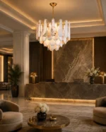 Luxury Alabaster Teardrop Chandelier | Brass Pendant Light - Image 4