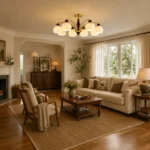Classic Brass Ceiling Light | Ribbed Glass Chandelier - Image 2