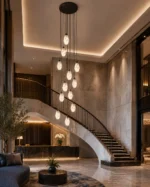Luxury Alabaster Staircase Chandelier | Stone Pendant Light - Image 2