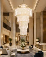 Luxury Natural Shell Chandelier | Gold Pendant Light - Image 2