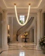 Frosted Glass Bead Chandelier | Modern LED Pendant Light - Image 5