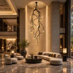 Vertical Branch Chandelier | Ceramic Flower Pendant Light - Image 4