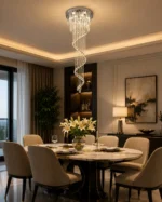 Luxury Crystal Waterfall Chandelier | Spiral LED Light - Image 3