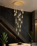 Luxury LED Crystal Pendant Light | Gold Waterfall Chandelier - Image 2