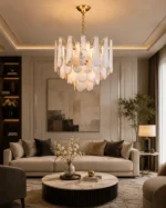 Luxury Alabaster Teardrop Chandelier | Brass Pendant Light - Image 3