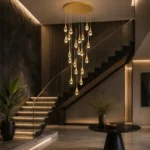 Luxury LED Crystal Pendant Light | Gold Waterfall Chandelier - Image 4