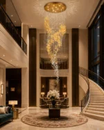 Luxury Spiral Crystal Chandelier | Golden Cascade Pendant Light - Image 5