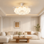 Cream Floral LED Ceiling Fan Light | 42-Inch Hidden Blade Design - Image 5