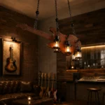 Rustic Guitar Pendant Light | Vintage Wooden Chandelier - Image 5