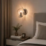 Modern Glass Globe Wall Light | Chrome Wall Sconce - Image 4