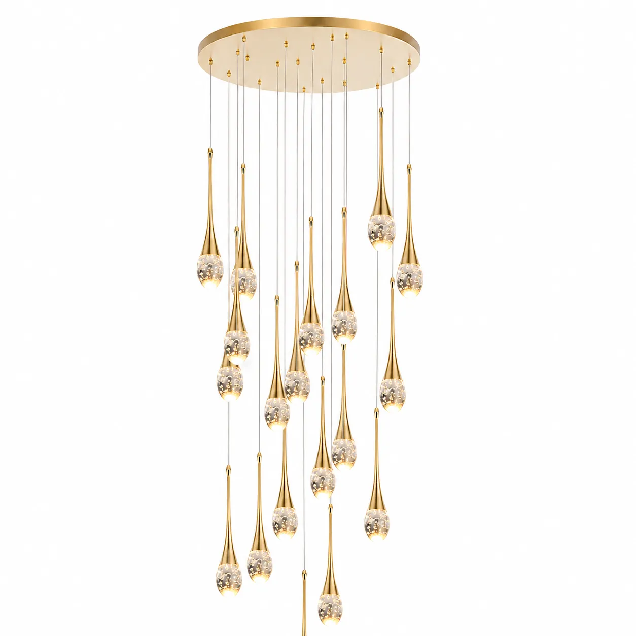 9defea6e129eb9549b3664bdeb6b3043_11zon Luxury LED Crystal Pendant Light | Gold Waterfall Chandelier - Image 1