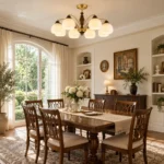 Classic Brass Ceiling Light | Ribbed Glass Chandelier - Image 5