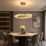 Luxury Crystal Ring Chandelier | Gold LED Halo Pendant - Image 4