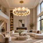 Natural Alabaster Ring Chandelier | Luxury LED Pendant Light - Image 2