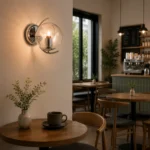 Modern Glass Globe Wall Light | Chrome Wall Sconce - Image 3