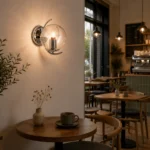Modern Glass Globe Wall Light | Chrome Wall Sconce - Image 2