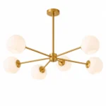 Modern 6-Light Glass Chandelier | Opal Globe Pendant