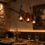Rustic Guitar Pendant Light | Vintage Wooden Chandelier - Image 4