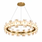 Natural Alabaster Ring Chandelier | Luxury LED Pendant Light