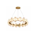 Natural Alabaster Ring Chandelier | Luxury LED Pendant Light