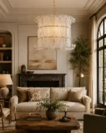 Luxury Scalloped Glass Chandelier | Crystal Pendant Light - Image 2