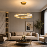 Luxury Crystal Ring Chandelier | Gold LED Halo Pendant - Image 2