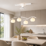 Modern Wave LED Ceiling Fan Chandelier | 4-Light Design - Image 4