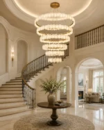 Luxury Alabaster Ring Chandelier | Brass LED Pendant Light - Image 4