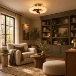 22-Inch Bubble Ring LED Ceiling Fan Light | Walnut Blade Design - Image 3