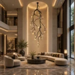 Vertical Branch Chandelier | Ceramic Flower Pendant Light - Image 5