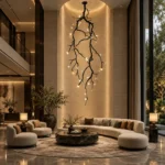 Vertical Branch Chandelier | Ceramic Flower Pendant Light - Image 2