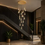 Luxury LED Crystal Pendant Light | Gold Waterfall Chandelier - Image 3