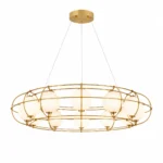Modern Orb Ring Chandelier | Opal Glass Globe Light