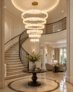 Luxury Alabaster Ring Chandelier | Brass LED Pendant Light - Image 3