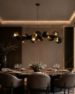 Black Gold Geometric Pendant Light | Polygon Chandelier - Image 2