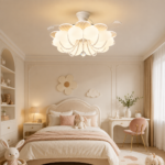Cream Floral LED Ceiling Fan Light | 42-Inch Hidden Blade Design - Image 3